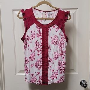 Elle magenta floral tank top